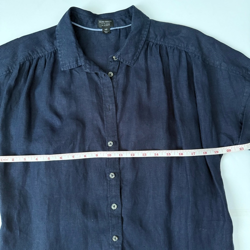 J.Crew Relaxed Linen Shirt Dress Navy Medium Petite - Picture 6 of 8